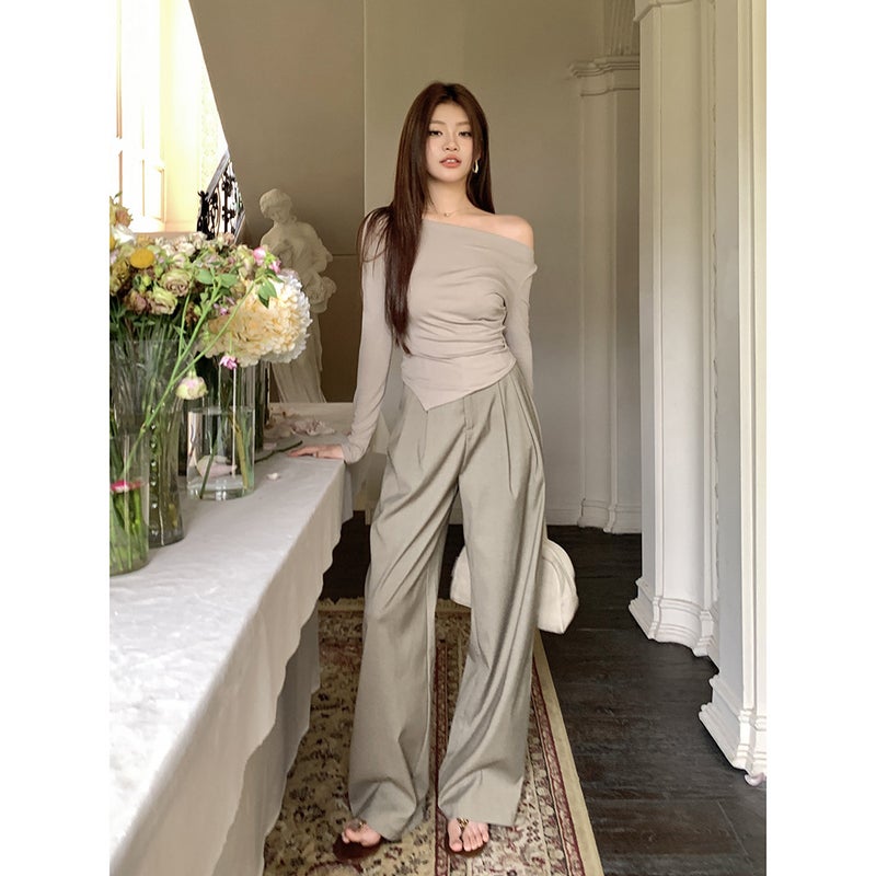 Suit Wide Leg Pants Women'S Casual Straight Pants Drape Pants High Waist Pants Fashion - Image 5