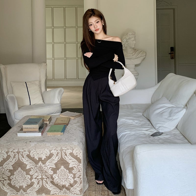Suit Wide Leg Pants Women'S Casual Straight Pants Drape Pants High Waist Pants Fashion - Image 2