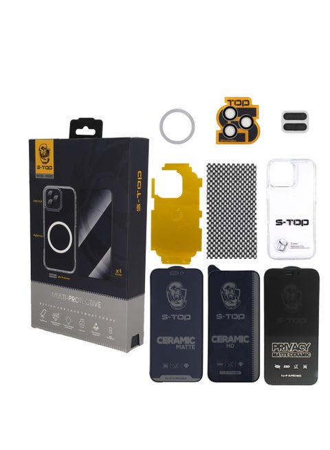 iPhone 16 Pro Max 10-in-1 Protection Package for all versions. Give your phone effective protection by purchasing the strongest integrated protection package, distinguished by its high-precision manufacturing to protect your phone from scratches and shocks.
