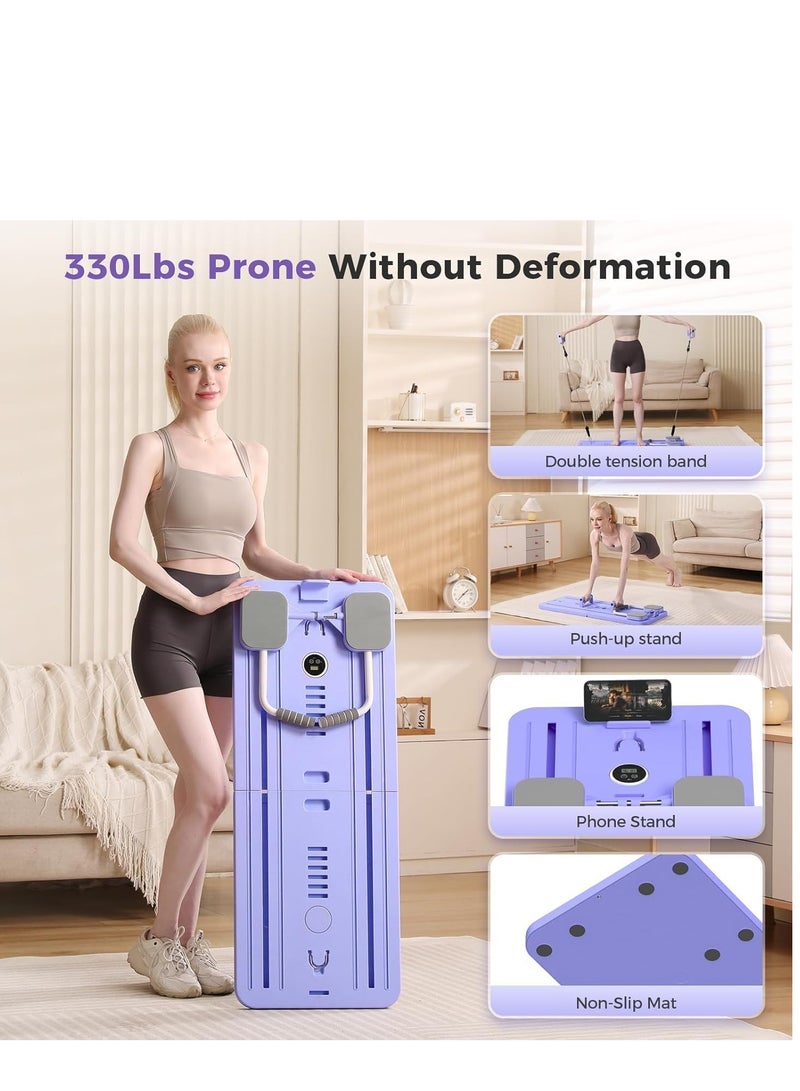 Y&D （Purple）Pilates Board - Pilates Reformer Set Multi-Purpose Foldable Pilates Reformer Board for Home, 5 in 1 Pilates Sliding Board Multifunctional Sliding Pilates Reformer Board with Timer Ab Core Workout Trainer Machine Exercise Board Equipment Multifunctional Abdominal Board, Ab Core Trainer, Ab Trainer Machine, Ab Board, Exercise Board, Abs Workout Equipment, Core Workout Equipment - Image 2