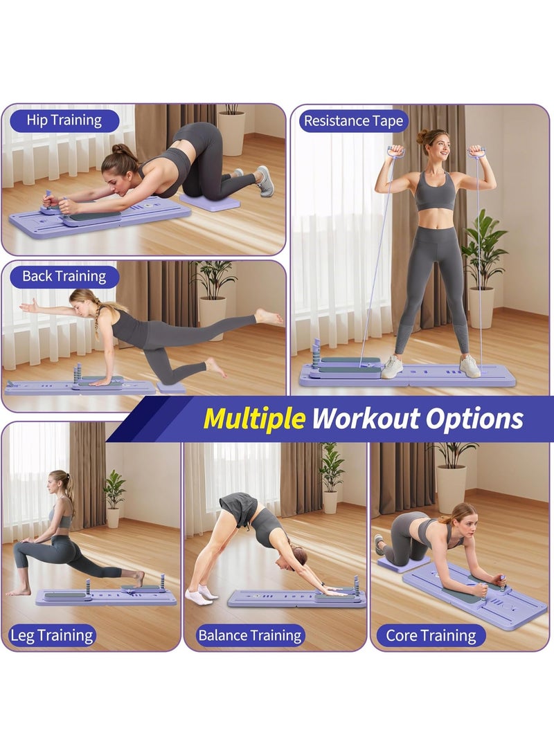 Y&D （Purple）Pilates Board - Pilates Reformer Set Multi-Purpose Foldable Pilates Reformer Board for Home, 5 in 1 Pilates Sliding Board Multifunctional Sliding Pilates Reformer Board with Timer Ab Core Workout Trainer Machine Exercise Board Equipment Multifunctional Abdominal Board, Ab Core Trainer, Ab Trainer Machine, Ab Board, Exercise Board, Abs Workout Equipment, Core Workout Equipment - Image 4