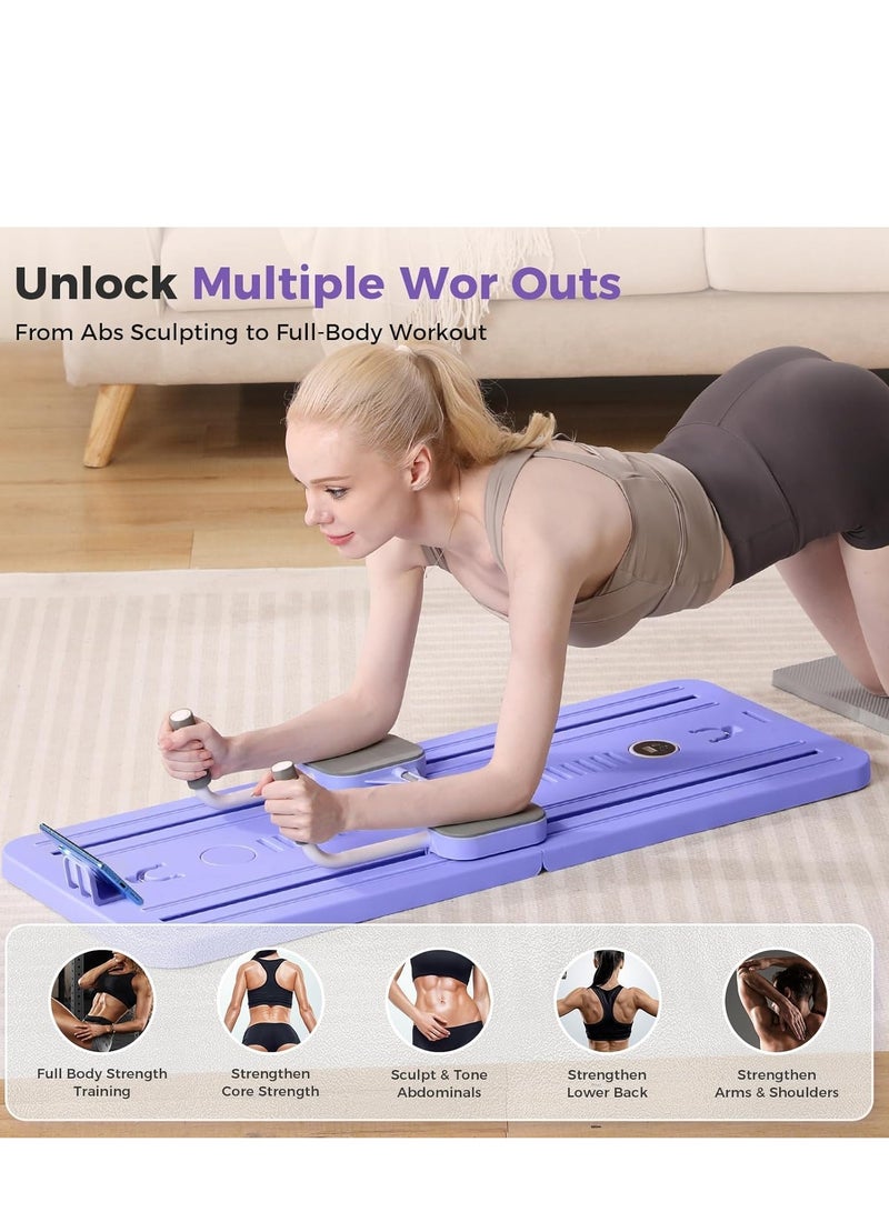 Y&D （Purple）Pilates Board - Pilates Reformer Set Multi-Purpose Foldable Pilates Reformer Board for Home, 5 in 1 Pilates Sliding Board Multifunctional Sliding Pilates Reformer Board with Timer Ab Core Workout Trainer Machine Exercise Board Equipment Multifunctional Abdominal Board, Ab Core Trainer, Ab Trainer Machine, Ab Board, Exercise Board, Abs Workout Equipment, Core Workout Equipment - Image 3