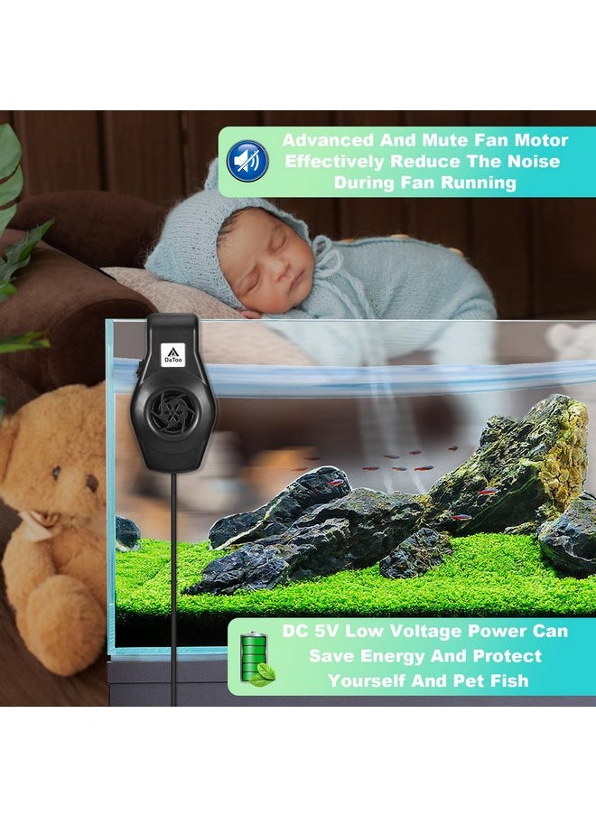 DATOO DaToo Mini Aquarium Chiller Small Fish Tank Fan Aquarium Cooling Fan 2-Level Speed Adjustable Aquarium Fan Quiet Aquarium Cooler with Wide Angle Wind Suitable for (1-6Gal) Fish Tank  - Image 3
