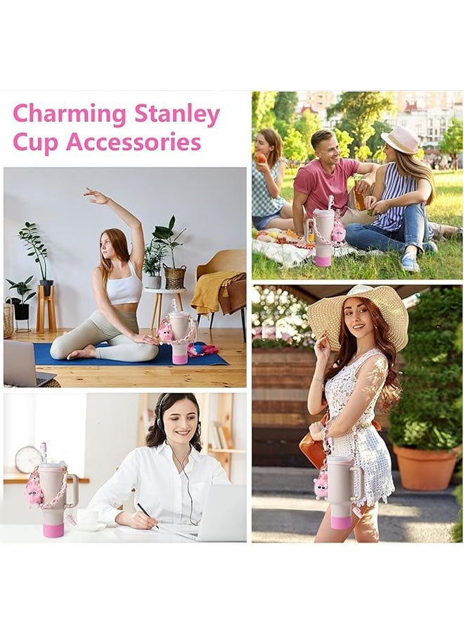 Cup Accessory Kit for Stanley Quencher Including Water Bottle Handle Strap, Silicone Cup Sleeve, Lipstick Holder, Key Chain Charms, Handle Charms and Straw Topper Accessories without Cup and Straw - Image 5