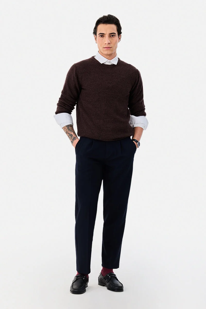 سنيتش كنزة بياقة دائرية بقصة عادية وملمس أكريليك %