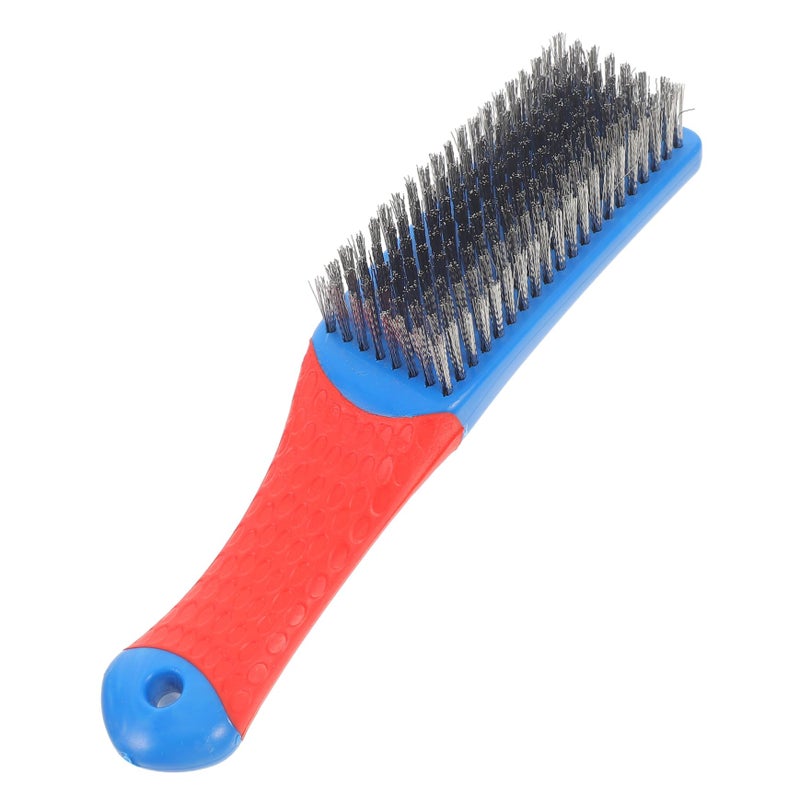 Steel Wire Brush With Non Slip Silicone Handle For Paint Dirt Removal Heavy Duty Indoor Outdoor Cleaning Tool - Image 2