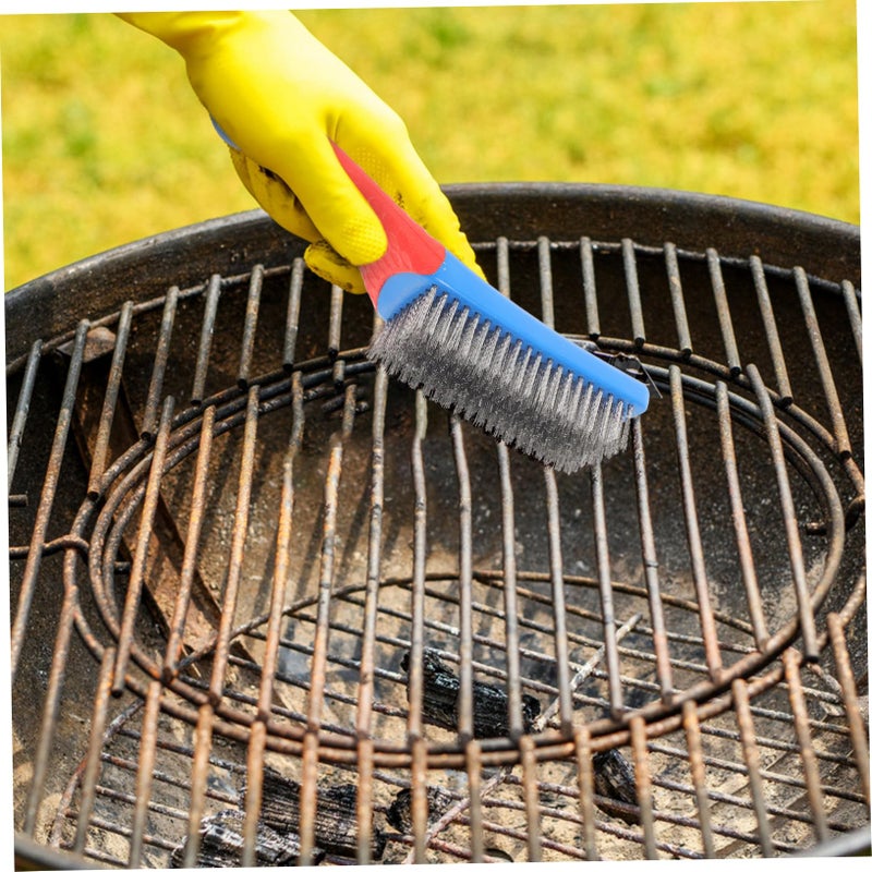 Steel Wire Brush With Non Slip Silicone Handle For Paint Dirt Removal Heavy Duty Indoor Outdoor Cleaning Tool - Image 5