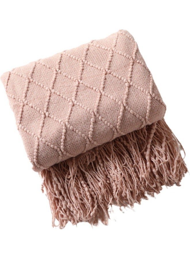 Tassel Design Soft Blanket Keep Warm Cotton Beige 127 x 172cm - Image 2