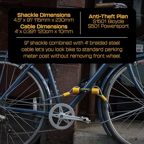 OnGuard Bulldog STD U-Lock with 4 ft Cable – 13 mm Hardened Steel Shackle, 275 mm x 175 mm Frame, X2P Double Bolt Lock, Z-Cylinder Core, 5 Keys with LED for Secure Bike Protection - Image 3