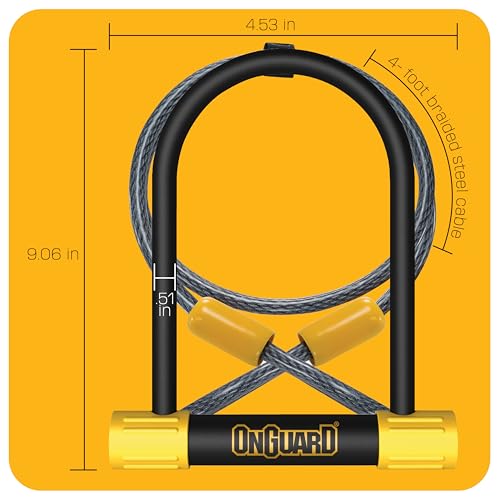 OnGuard Bulldog STD U-Lock with 4 ft Cable – 13 mm Hardened Steel Shackle, 275 mm x 175 mm Frame, X2P Double Bolt Lock, Z-Cylinder Core, 5 Keys with LED for Secure Bike Protection - Image 4