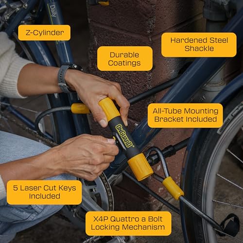 OnGuard Bulldog STD U-Lock with 4 ft Cable – 13 mm Hardened Steel Shackle, 275 mm x 175 mm Frame, X2P Double Bolt Lock, Z-Cylinder Core, 5 Keys with LED for Secure Bike Protection - Image 5