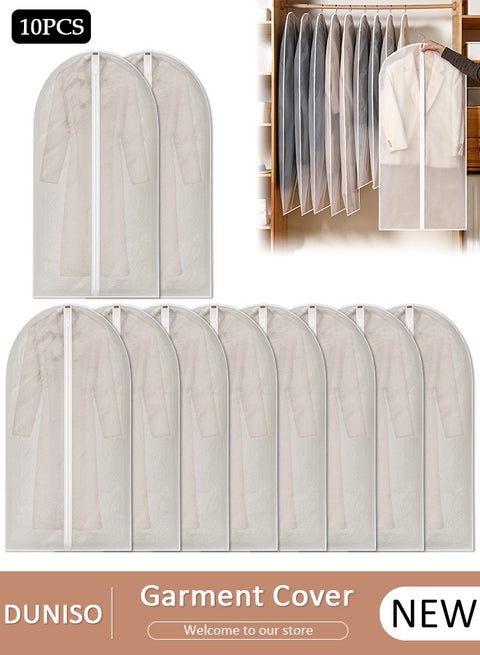 10 Pack Clear Garment Bags for Hanging Clothes with Full Zipper, Dust Proof Clothes Bag Travel Hanging Garment Bags for Closet Storage, Suit Bags for Closet Storage and Travel 60*120cm