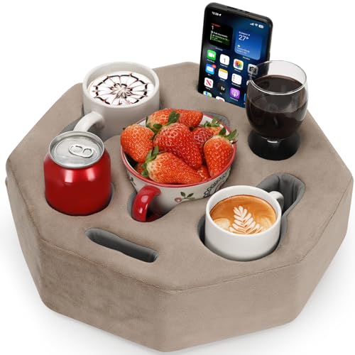 TwentyNext Couch Cup Holder Pillow, Octagon Caddy for Coffee, Phone, Remote - Drink Holder Tray for Bed, Car, Sofa, Table - Image 1