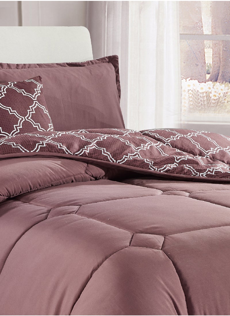 Moon - Bed In A Bag Medium Filling King Size Comforter Set, 10 Pcs Floral Bedding Set Size 220 X 240 Cm with Comforter, Quilted Bed Skirt, Pillowcases, Cushion & Bedroom Slipper, Multicolor - Image 1