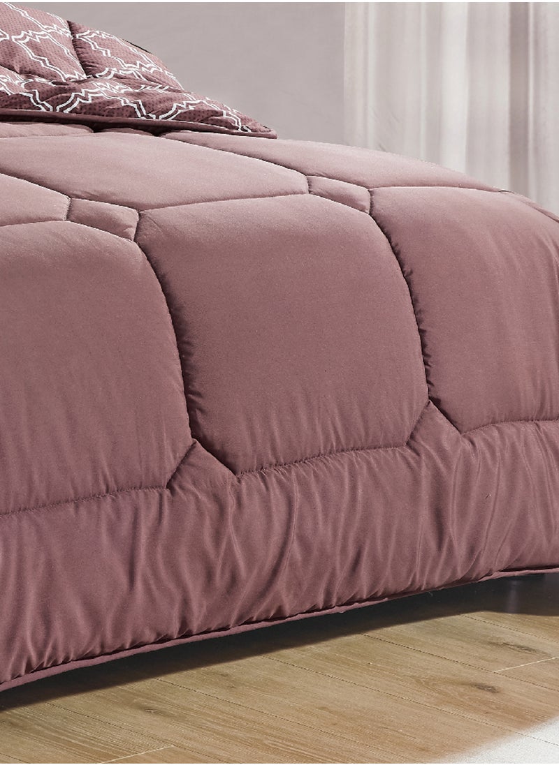 Moon - Bed In A Bag Medium Filling King Size Comforter Set, 10 Pcs Floral Bedding Set Size 220 X 240 Cm with Comforter, Quilted Bed Skirt, Pillowcases, Cushion & Bedroom Slipper, Multicolor - Image 1