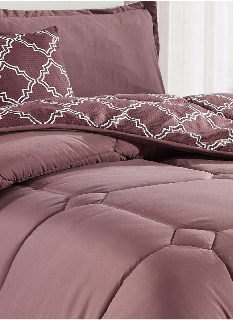 Moon - Bed In A Bag Medium Filling King Size Comforter Set, 10 Pcs Floral Bedding Set Size 220 X 240 Cm with Comforter, Quilted Bed Skirt, Pillowcases, Cushion & Bedroom Slipper, Multicolor - Image 1