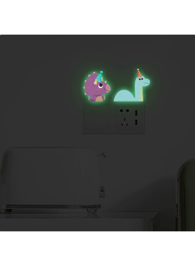 4 Pack Luminous Cute Dinosaur Light Switch Wall Stickers, 12×14cm Glow In The Dark Party Dinosaur Switch Panel Decals, Self-Adhesive Removable Vinyl Wall Decoration, Cartoon Animal Wall Art for Kids Bedroom Playroom Nursery Home Decor - Image 5
