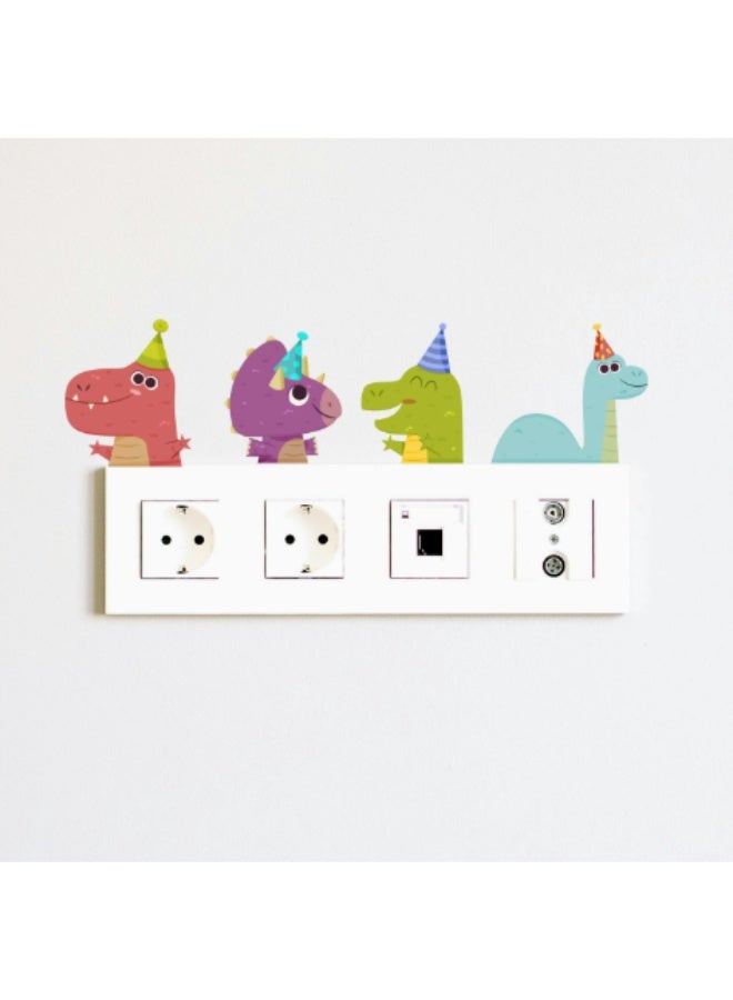4 Pack Luminous Cute Dinosaur Light Switch Wall Stickers, 12×14cm Glow In The Dark Party Dinosaur Switch Panel Decals, Self-Adhesive Removable Vinyl Wall Decoration, Cartoon Animal Wall Art for Kids Bedroom Playroom Nursery Home Decor - Image 2
