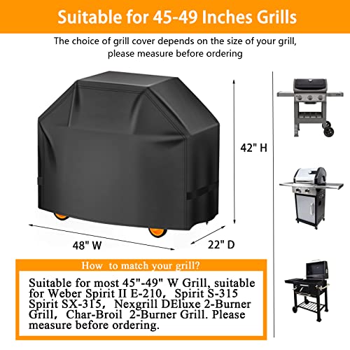 Aoretic Grill Cover, 48 inch BBQ Gas Grill Cover for Outdoor Grill, Charbroil Grill Cover Barbecue Waterproof, Anti-UV for Weber Char-Broil Monument, Dyna-glo Nexgrill Spun Polyester - Image 2