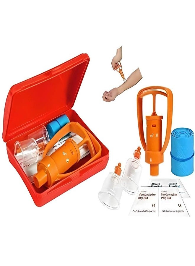 Annma Products مجموعة الإسعافات الأولية لاستخراج السم من منتجات آنما® | أداة شفط لدغات الحشرات في حالات الطوارئ الخارجية، مثل لدغات الثعابين والنحل والدبابير - مضخة تفريغ قابلة لإعادة الاستخدام مع حجمين للأكواب | مضخة سريعة لاستخراج السم من أجل السلامة في الهواء الطلق - Image 1