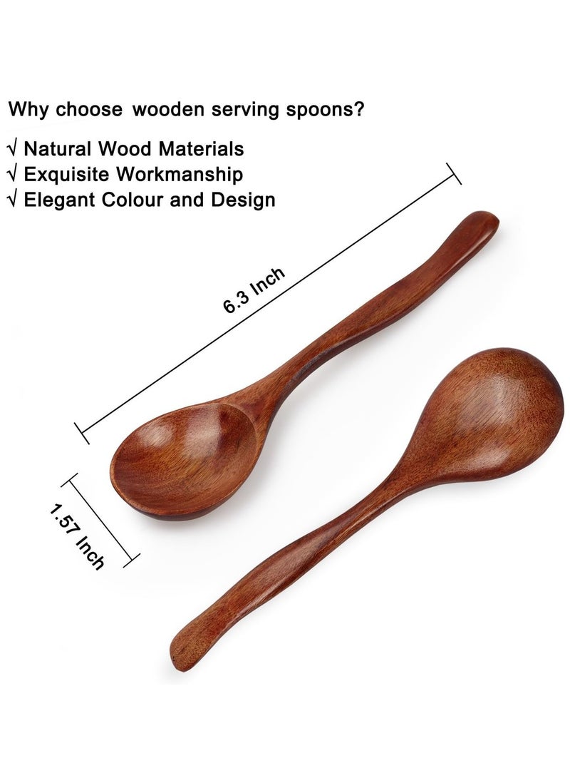 SYOSI 6pcs Small Wooden Spoons - 6.3 Inch Ellipse-Shaped Honey Spoons - Perfect for Stirring and Serving - Mini Table Spoons for Jars and Condiments - Smooth Wooden Spoons for Eating - Image 2