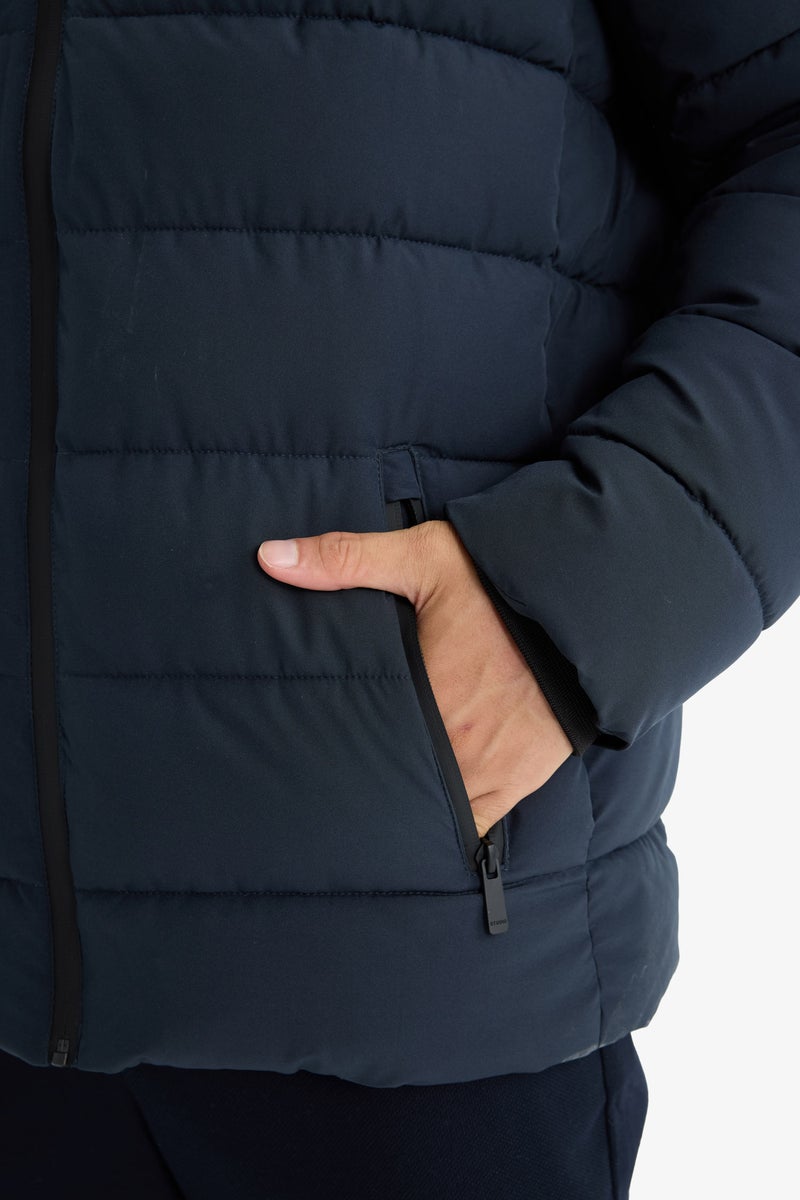 DeFacto Blue Man Slim Fit Lined Puffer Jacket Casual - Image 5