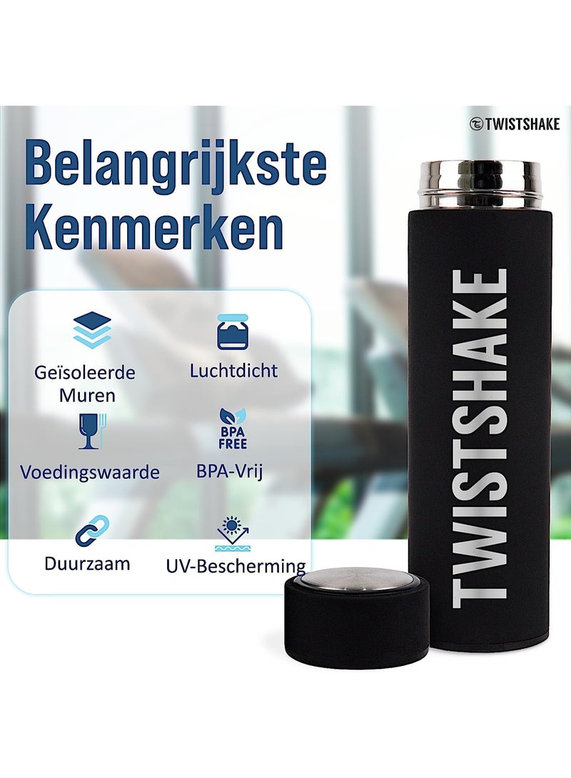Twistshake Hot or Cold Insulated Flask - 420ml | Stainless Steel Water Bottle with Double Layer Vacuum | Insulation up to 10 Hours | BPA Free Thermos | Black - Image 5