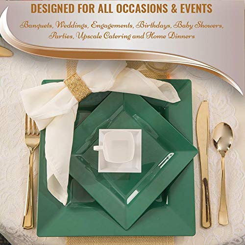 Kaya Hunter Green Plastic Square Dinner Plates (Pack of 10) 9.5"" - Vibrant & Disposable Tableware  Perfect for Events  Holiday Parties  Weddings  & More - Image 5