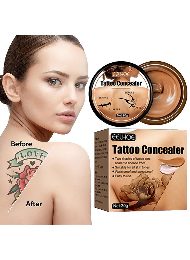 EELHOE Professional Tattoo Concealer, Waterproof Tattoo Concealer Makeup, Suitable For Dark Spots, Scars, Vitiligo, Suitable for Men and Women (Dark Color 20g)  - Image 1