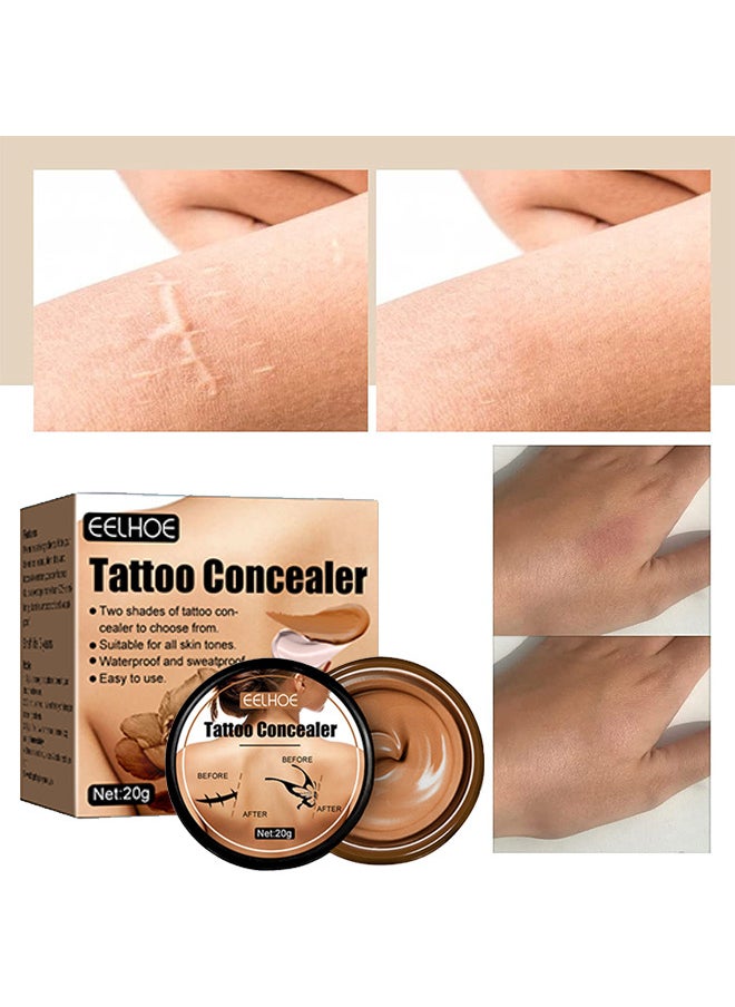 EELHOE Professional Tattoo Concealer, Waterproof Tattoo Concealer Makeup, Suitable For Dark Spots, Scars, Vitiligo, Suitable for Men and Women (Dark Color 20g)  - Image 3