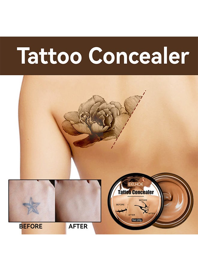 EELHOE Professional Tattoo Concealer, Waterproof Tattoo Concealer Makeup, Suitable For Dark Spots, Scars, Vitiligo, Suitable for Men and Women (Dark Color 20g)  - Image 2