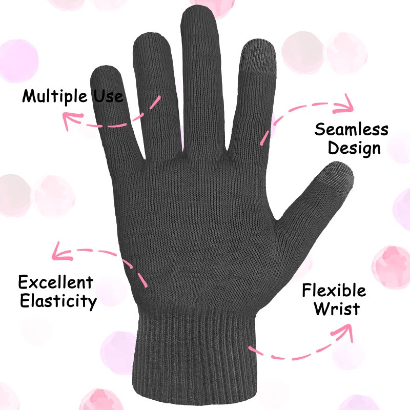 Evridwear قفازات إيفريد وير للأطفال للإكزيما قفازات قطنية مرطبة 2 زوج شاشة تعمل باللمس لليدين الجافة، الإكزيما، السبا، لوشن الليل (أسود) - Image 4