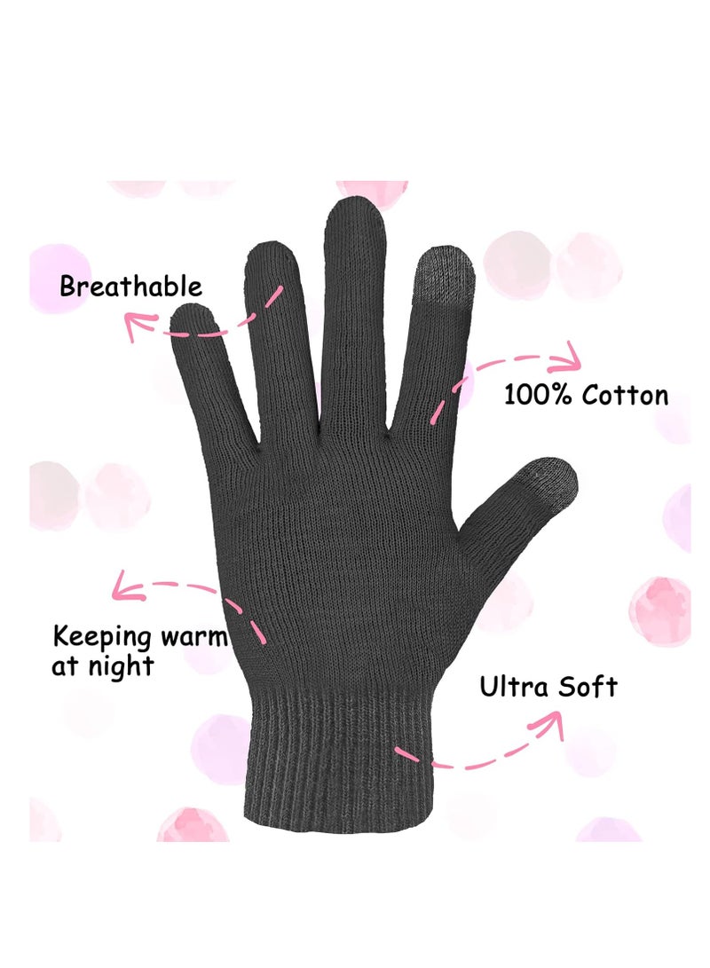 Evridwear Evridwear Eczema Gloves Kids Cotton Moisturizing Gloves 2 Pairs Touchscreen for Dry Hands, Eczema, SPA, Overnight Lotion (Black)  - Image 3