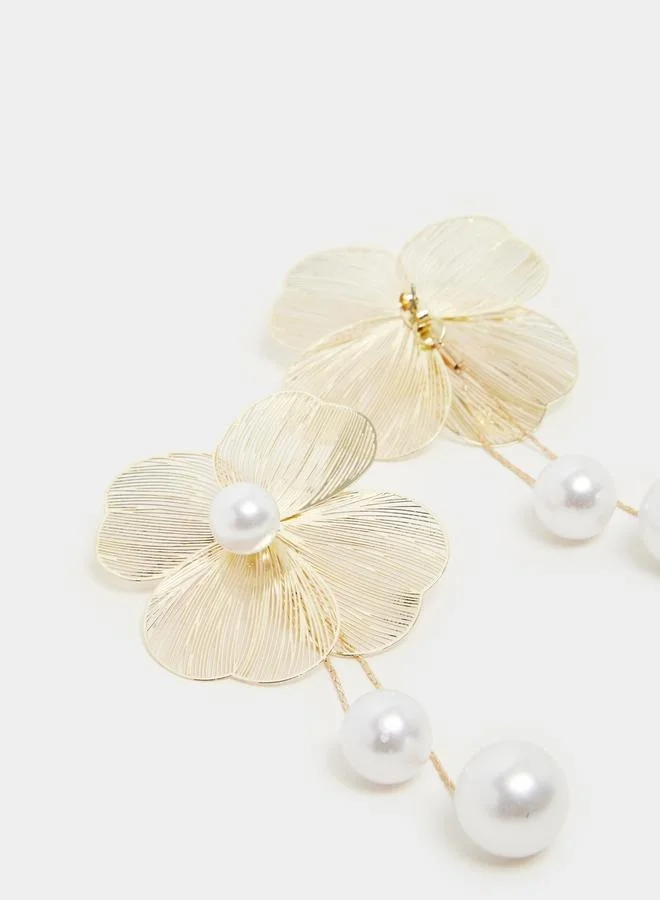 Styli Styli Faux Pearl Drop Flower Earrings