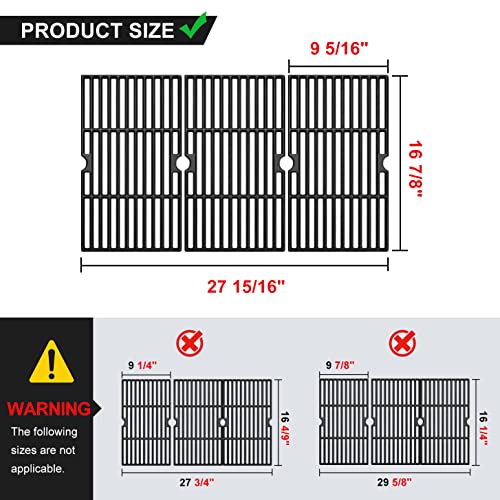 GGC 16 7/8" Grill Grates Replacement for Charbroil 463420508, 463420509, 463420511, 463436213, 463436214, 463440109, 463441312, Master Chef, Thermos and Backyard, 3 PCS 16 7/8 x 9 5/16 Cooking Grids - Image 2