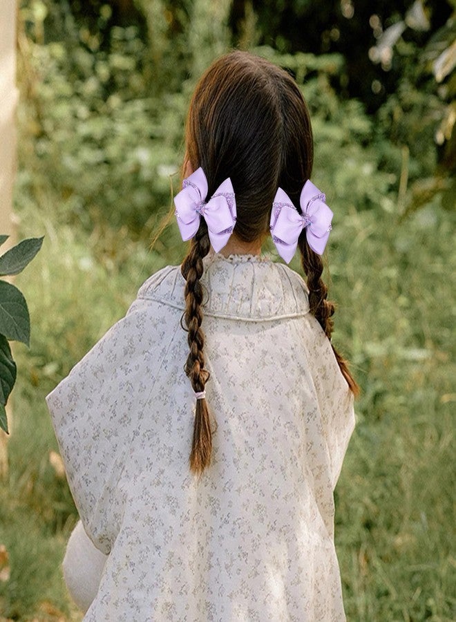 ميروكش ربطات شعر لامعة باللون البنفسجي الفاتح، قطعتان، مزينة بترتر لامع، مشبك شعر على شكل تمساح، مناسبة للفتيات المراهقات والصغيرات، مثالية لتزيين فساتين عيد الفصح والخريف والهالوين والعودة إلى المدرسة، هدية رائعة. - Image 5