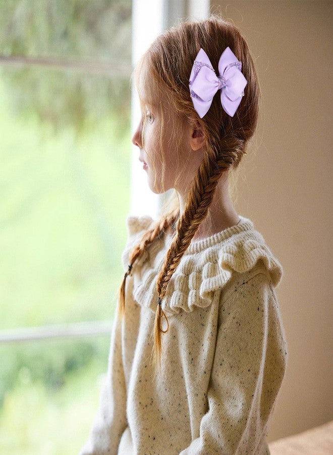 ميروكش ربطات شعر لامعة باللون البنفسجي الفاتح، قطعتان، مزينة بترتر لامع، مشبك شعر على شكل تمساح، مناسبة للفتيات المراهقات والصغيرات، مثالية لتزيين فساتين عيد الفصح والخريف والهالوين والعودة إلى المدرسة، هدية رائعة. - Image 4