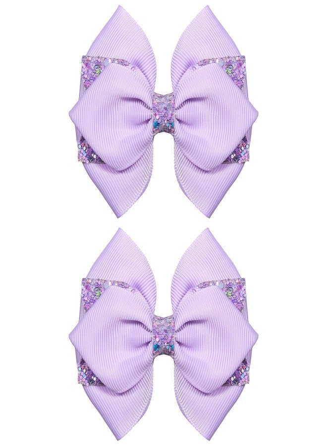 ميروكش ربطات شعر لامعة باللون البنفسجي الفاتح، قطعتان، مزينة بترتر لامع، مشبك شعر على شكل تمساح، مناسبة للفتيات المراهقات والصغيرات، مثالية لتزيين فساتين عيد الفصح والخريف والهالوين والعودة إلى المدرسة، هدية رائعة. - Image 1