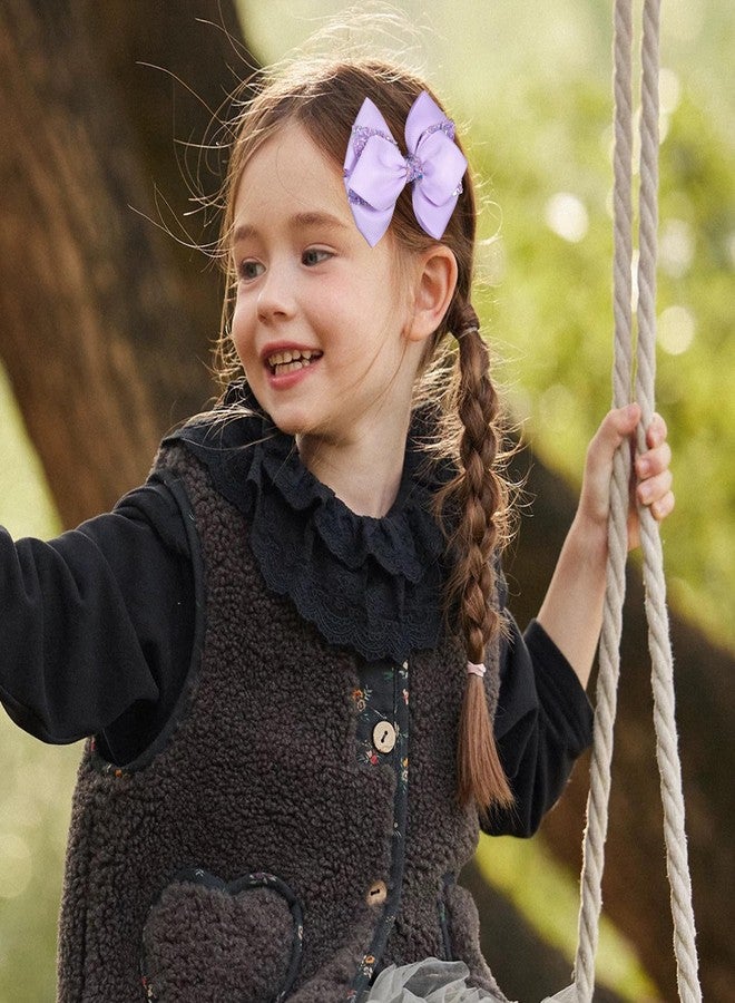 ميروكش ربطات شعر لامعة باللون البنفسجي الفاتح، قطعتان، مزينة بترتر لامع، مشبك شعر على شكل تمساح، مناسبة للفتيات المراهقات والصغيرات، مثالية لتزيين فساتين عيد الفصح والخريف والهالوين والعودة إلى المدرسة، هدية رائعة. - Image 3