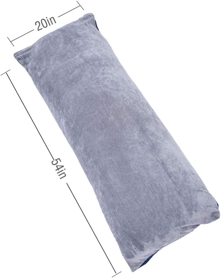 1 MIDDLE ONE Full Body Pillow, Large Bed Sleeping Pillow for Adults and Side Sleeper, Long Pillow Insert with Velvet Cover, 20x54 Inches (Blue Grey) - Image 2