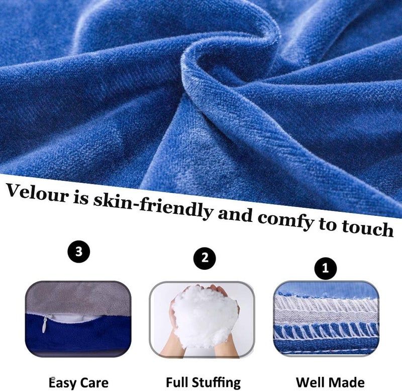 1 MIDDLE ONE Full Body Pillow, Large Bed Sleeping Pillow for Adults and Side Sleeper, Long Pillow Insert with Velvet Cover, 20x54 Inches (Blue Grey) - Image 3