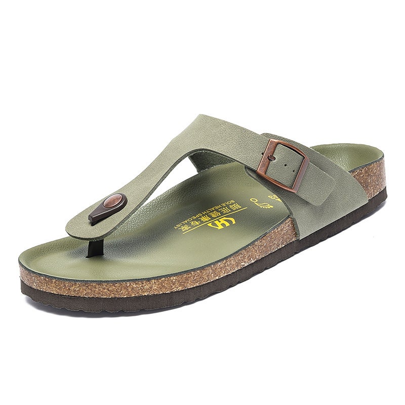 Cork Slippers Men'S And Women'S Slippers Leather Plus Size Breathable Casual Men'S And Women'S Couple Birkenstocks Cork Slippers - Image 5