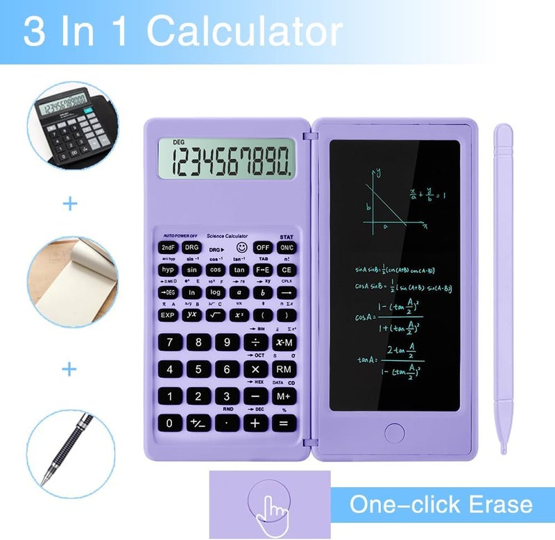 iPepul Scientific Calculators for Students, 10-Digit Large Screen, Math Calculator with Notepad, Classroom Must Haves for Middle High School Supplies & College(Purple) - Image 2