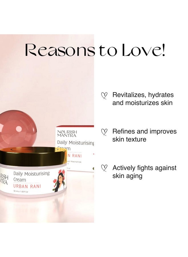 NOURISH MANTRA Urban Rani Daily Moisturizing Cream/With Hyaluronic Acid Niacinamide & Sea Buckthorn/For All Skin Types/Hydrates Nourishes & Improves Skin Texture 50Ml - Image 3