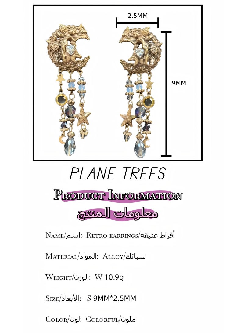 PLANE TREES Celestial Fairy Drop Earrings – Gold Filigree with Crystal Charms - Image 3