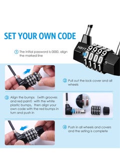 Excefore Heavy Duty Combination Lock, 3.5 Inch Waterproof Long Shackle Gate Lock, 4 Wheel Combination Padlock, Suitable for Home, Toolbox, School & Garage  - Image 4