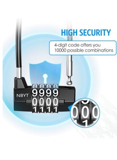 Excefore Heavy Duty Combination Lock, 3.5 Inch Waterproof Long Shackle Gate Lock, 4 Wheel Combination Padlock, Suitable for Home, Toolbox, School & Garage  - Image 3