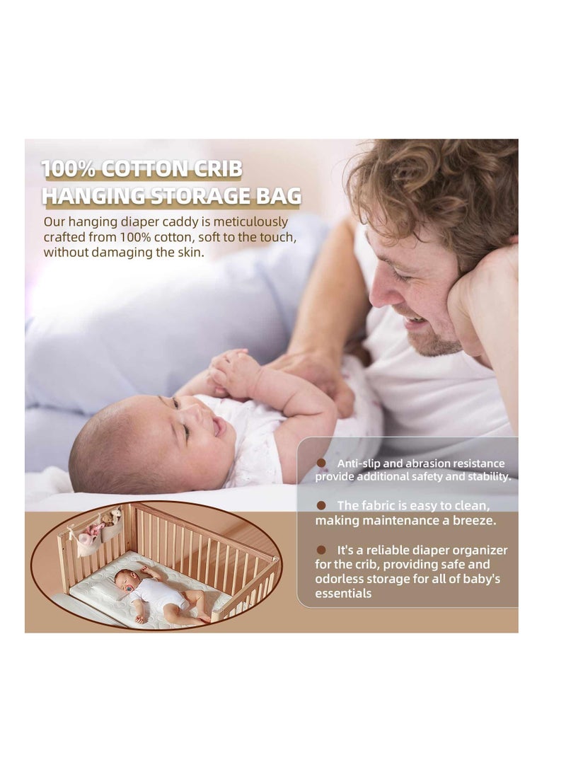 حقيبة حفاضات متعددة الوظائف ومنظم لطاولات تغيير و أسرّة الأطفال، حل تخزين أنيق لمستلزمات الأطفال، لون كاكي، 8x15 إنش - Image 5