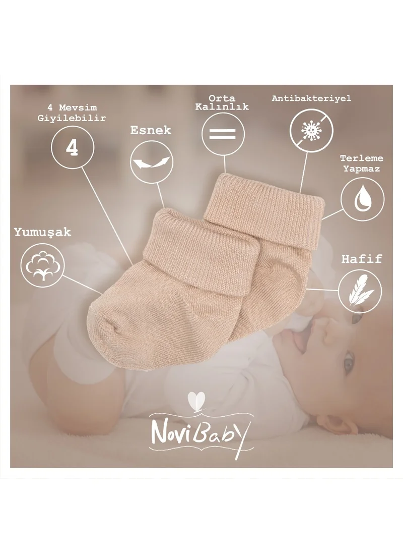 Novibaby 5-Piece Bamboo Newborn Baby Socks I Pinky I 0-6 Months