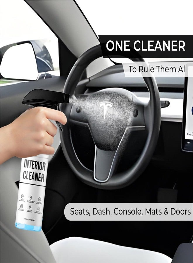 Teslux Interior Cleaner For Tesla White & Black Vegan Leather - Stain Remover - Solution for Complete Interior Cleaning - Ideal for Seats, Doors, Console, Dash - Accessories For Tesla Model 3, Y, S, X - Image 4